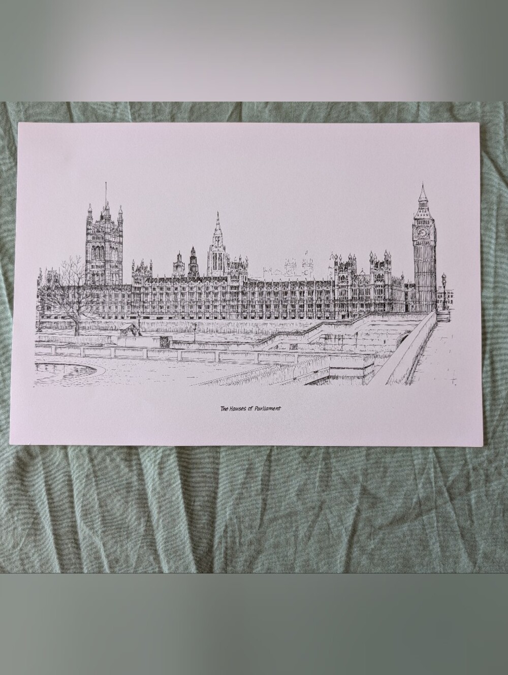 Sketch Art Print - The Houses of Parliament - White and Black
